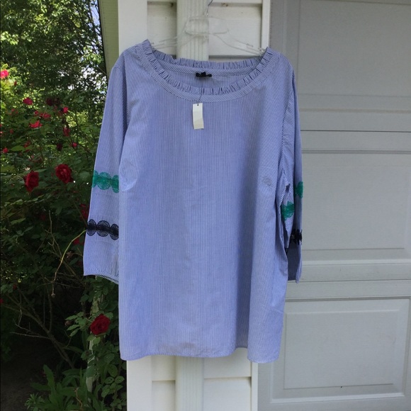 NWT Talbots Pretty Blue White Striped Fun Lace - Picture 5 of 5